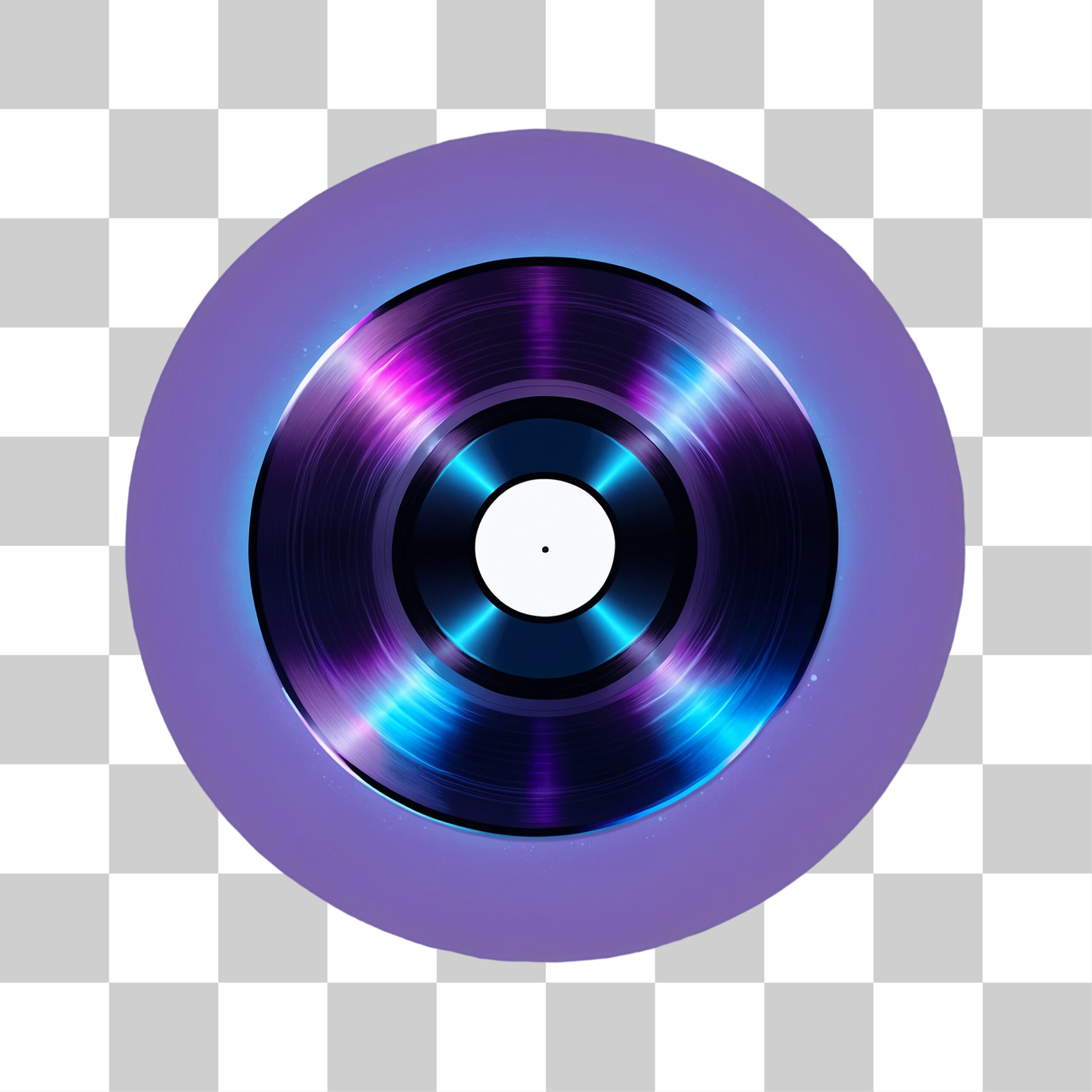 An icon of a vinyl record with purple and blue lighting