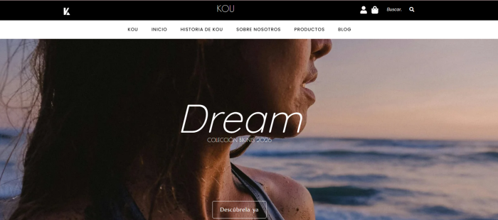 Página de Inicio web Kou. Proyecto Marketing Digital.