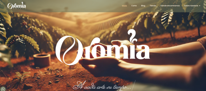 Página de inicio web Oromia. Proyecto Marketing Digital.