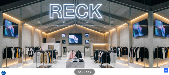 Página de inicio de Reck. Proyecto Marketing Digital.