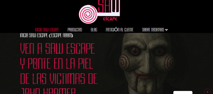 Página de inicio web de SawEscape. Proyecto de Marketing Digital.