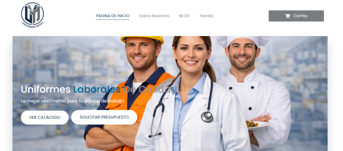 Página de inicio de la web de Uniformes Modo. Proyecto de Marketing Digital.
